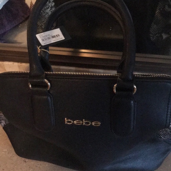 bebe Handbags - Bebe Black & Animal Print Handbag